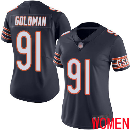 Chicago Bears Limited Navy Blue Women Eddie Goldman Home Jersey NFL Football #91 Vapor Untouchable->women nfl jersey->Women Jersey